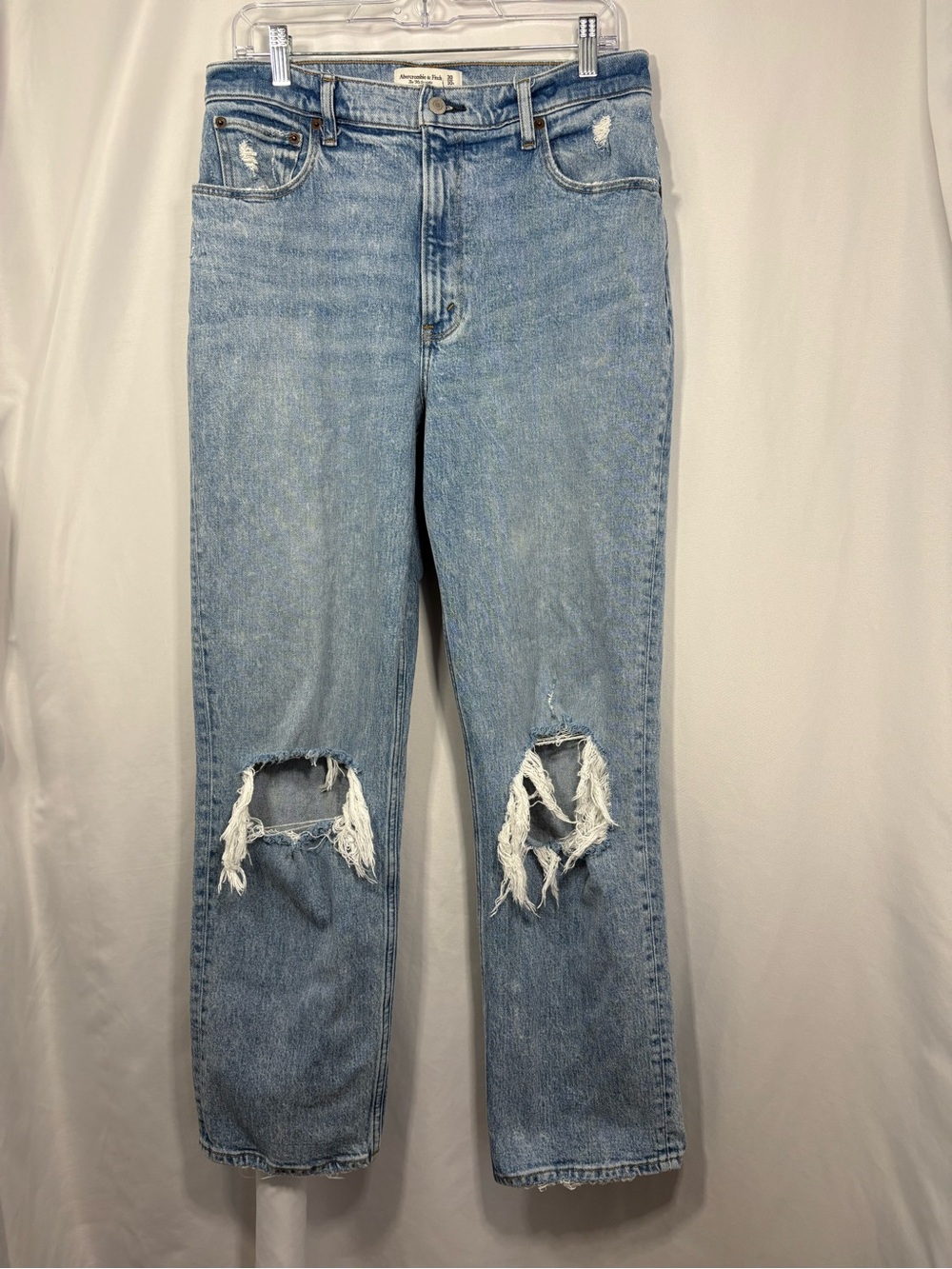 Abercrombie 90’s Straight Light Blue Distressed Ultra High-Rise Women’s Jeans